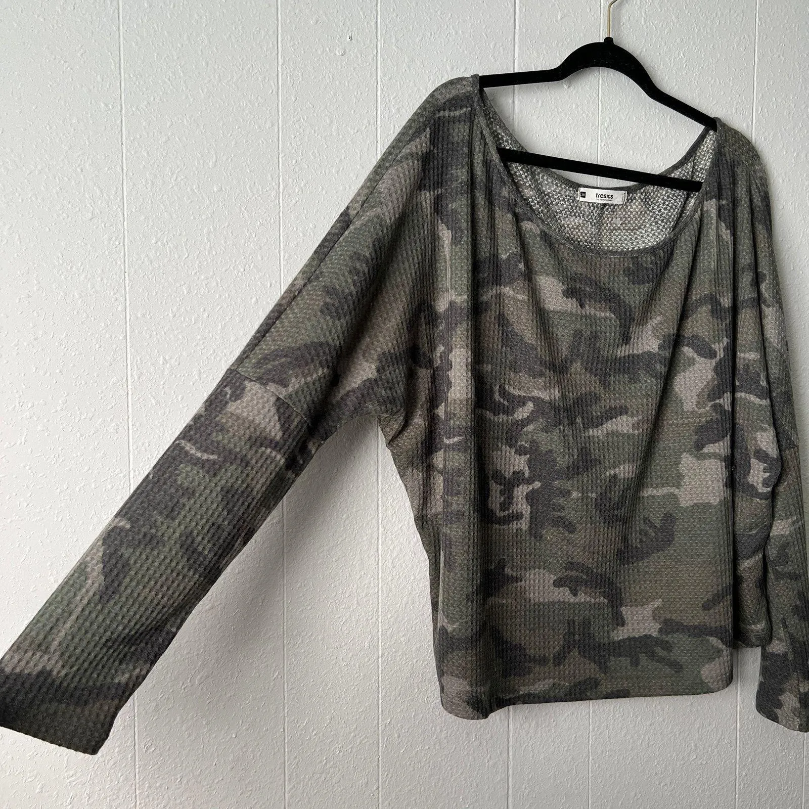 Tresics Womens Sweater 2X Camouflage Waffle Knit Relaxed Stretch Minimalist NWOT - Image 5
