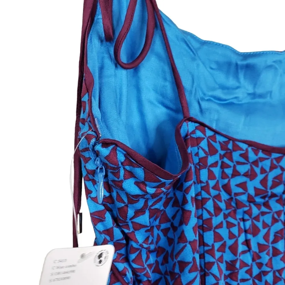 Free People Womens Medium Kai Print Tie Strap Lined Minidress NEW - Image 6