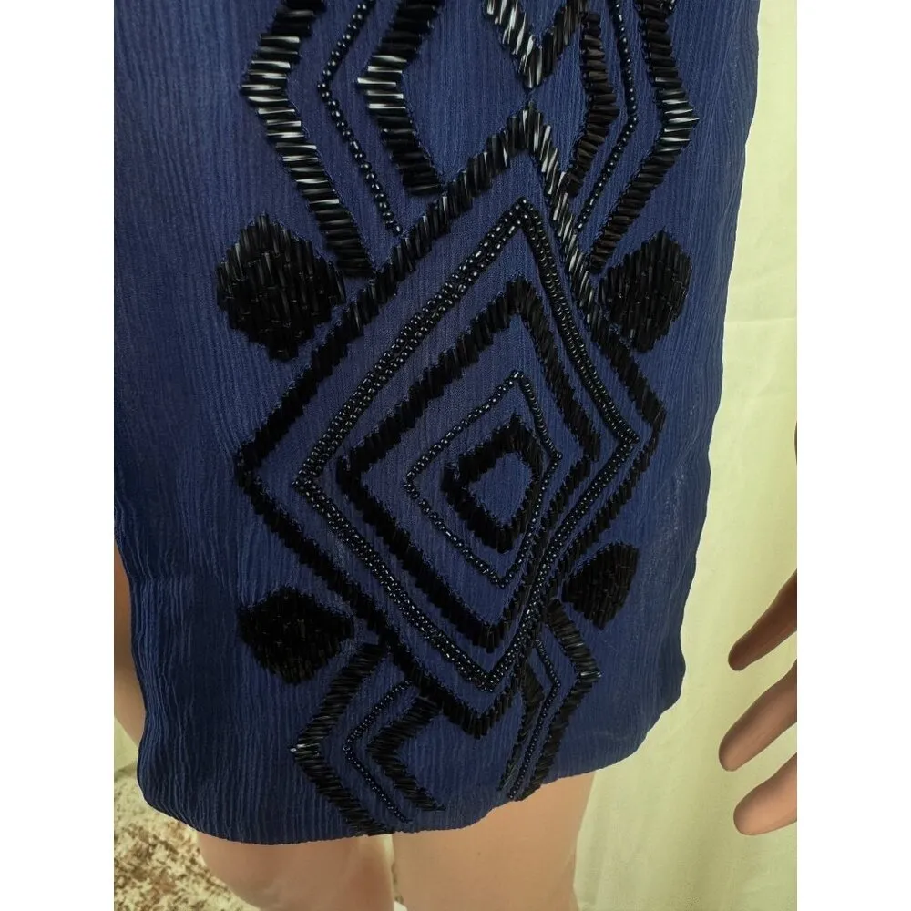 Women's Talbots Beaded Silk Scarf Midnight Blue Navy Blue - Image 11