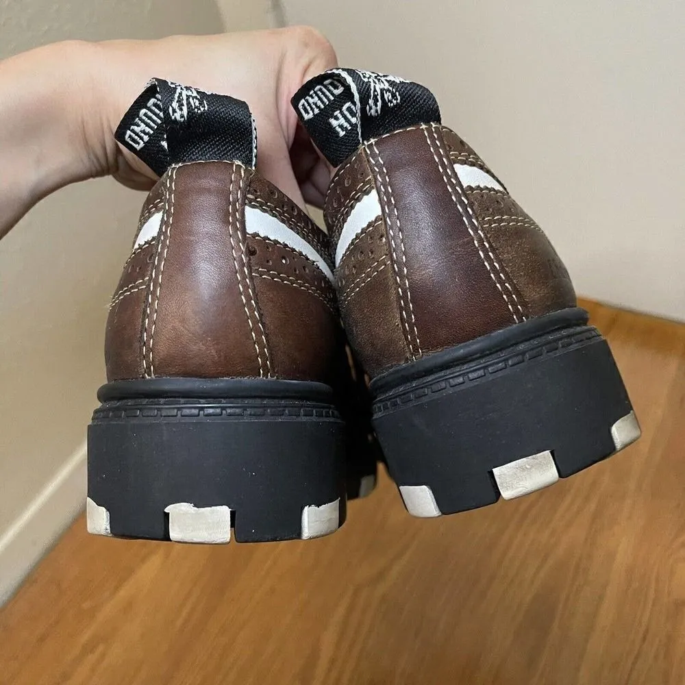 Vintage Y2K London Underground brown oxford wingtip lace up creeper shoes US 7.5 - Image 8