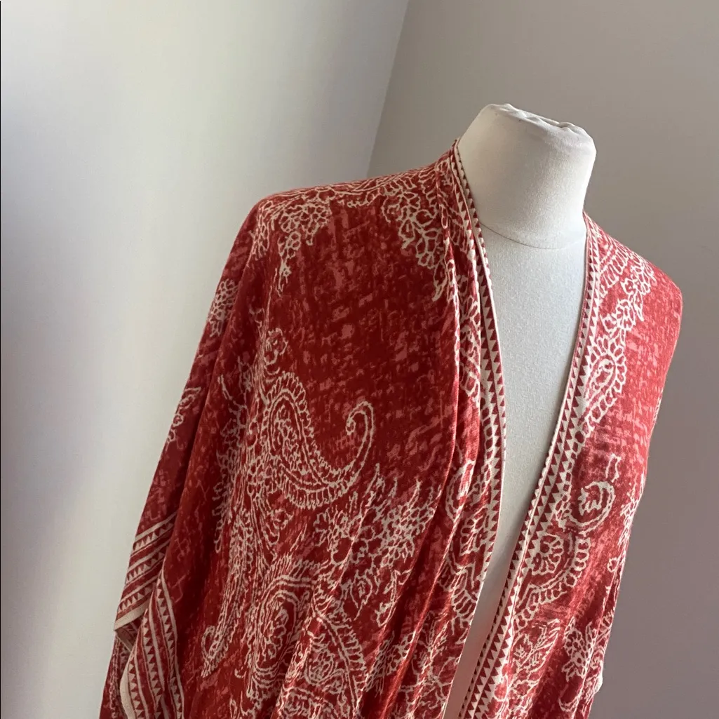 MELROSE & MARKET Burnt Orange White Paisley Kimono Womens Sz Medium New - Image 2