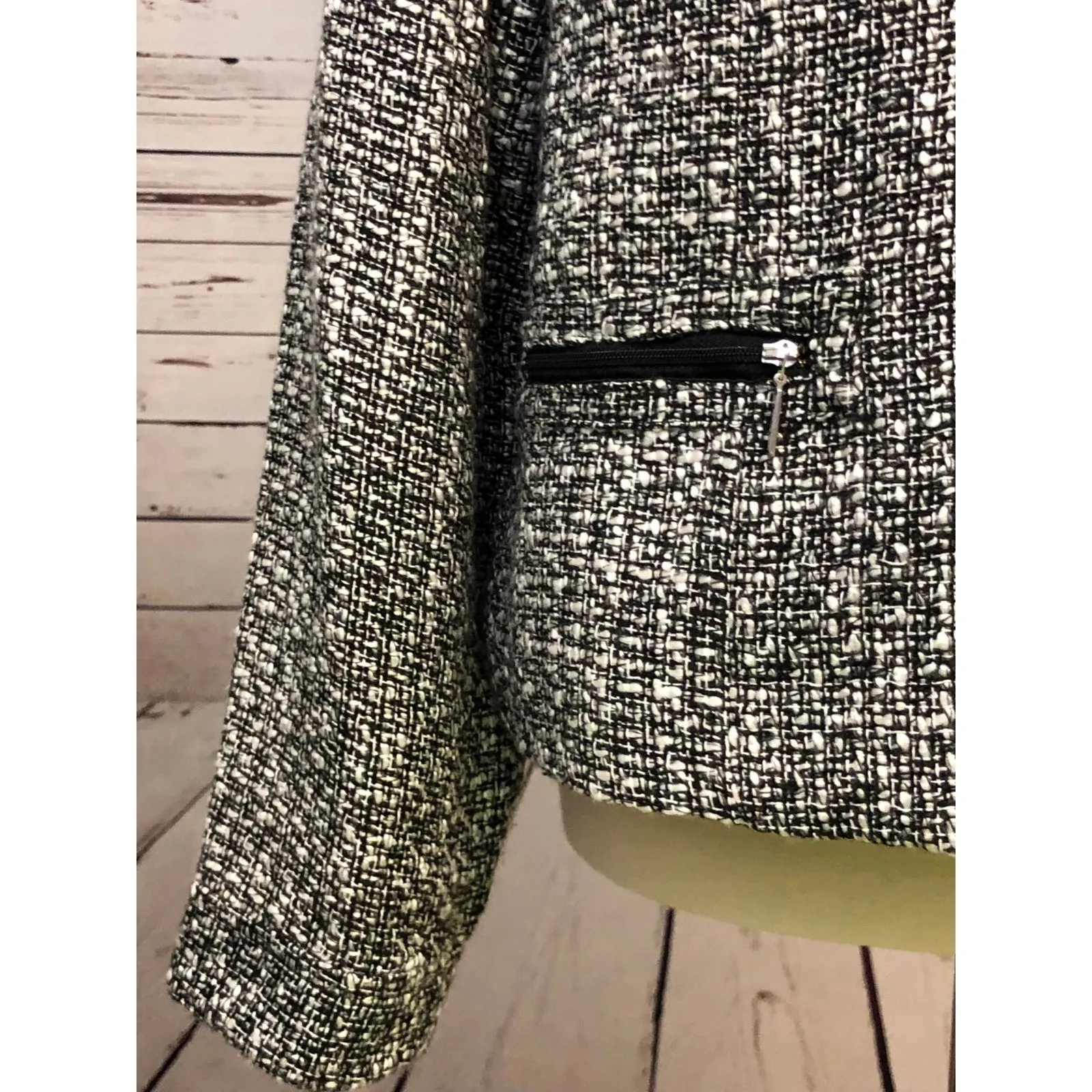 Soft Surroundings Blazer size Medium Zipper Coat Tweed Sweater Jacket Pockets - Image 7