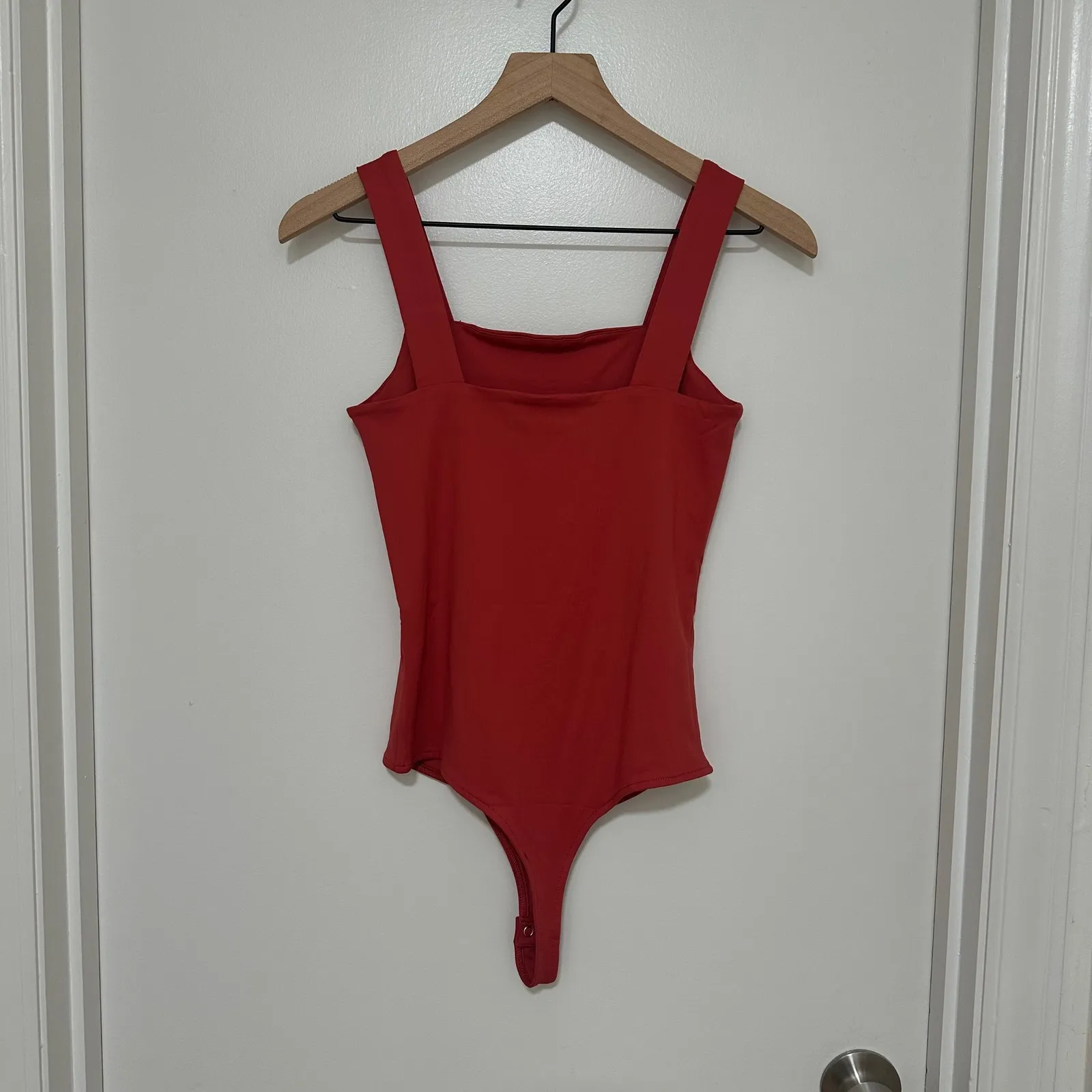 REORIA | NWT Women's Casual Pink Square Neck Snap Closure Thong Bodysuit, Size S - Image 5