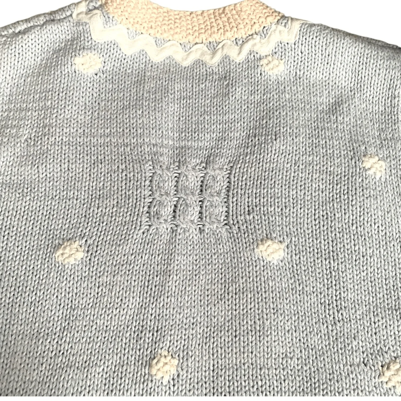 Vintage 90s Hand Knit Bunny Sweater Vest Pastel Blue Spring Size Small Whimsical - Image 6