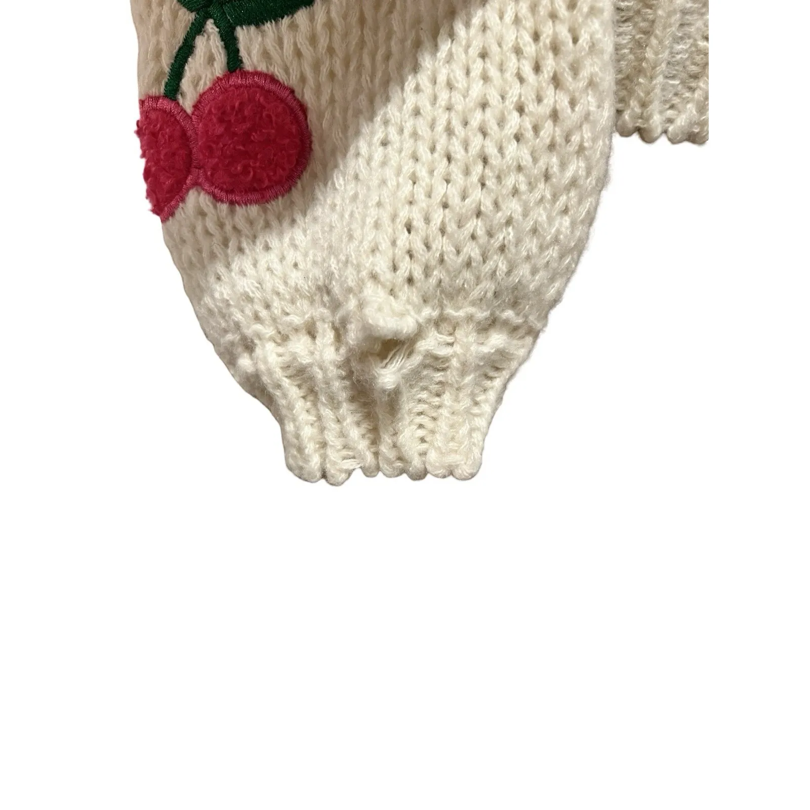 Altard State Pink Cherry Embroidered Chunky Knit Cardigan Sweater Small Arula - Image 2