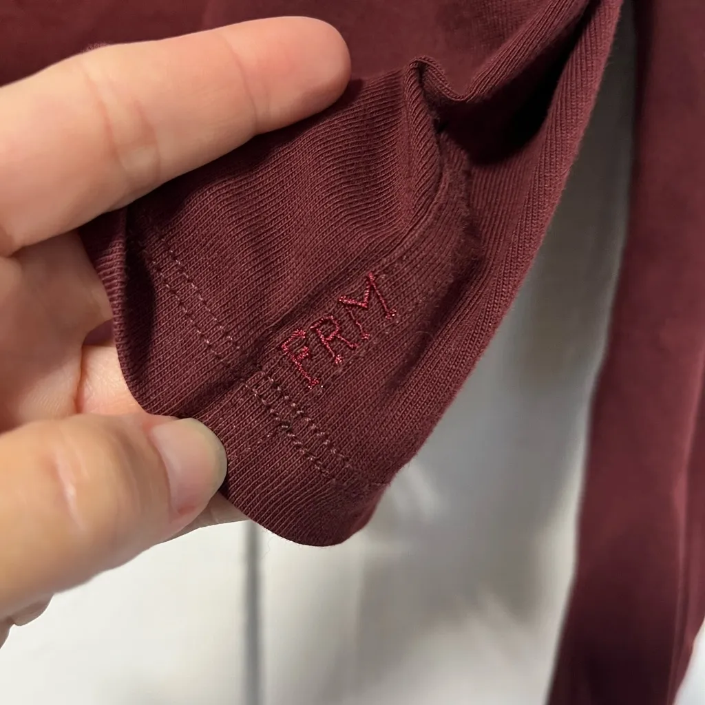 Frame Draped Femme Tee Organic Cotton burgundy wine long sleeve shirt  medium - Image 7