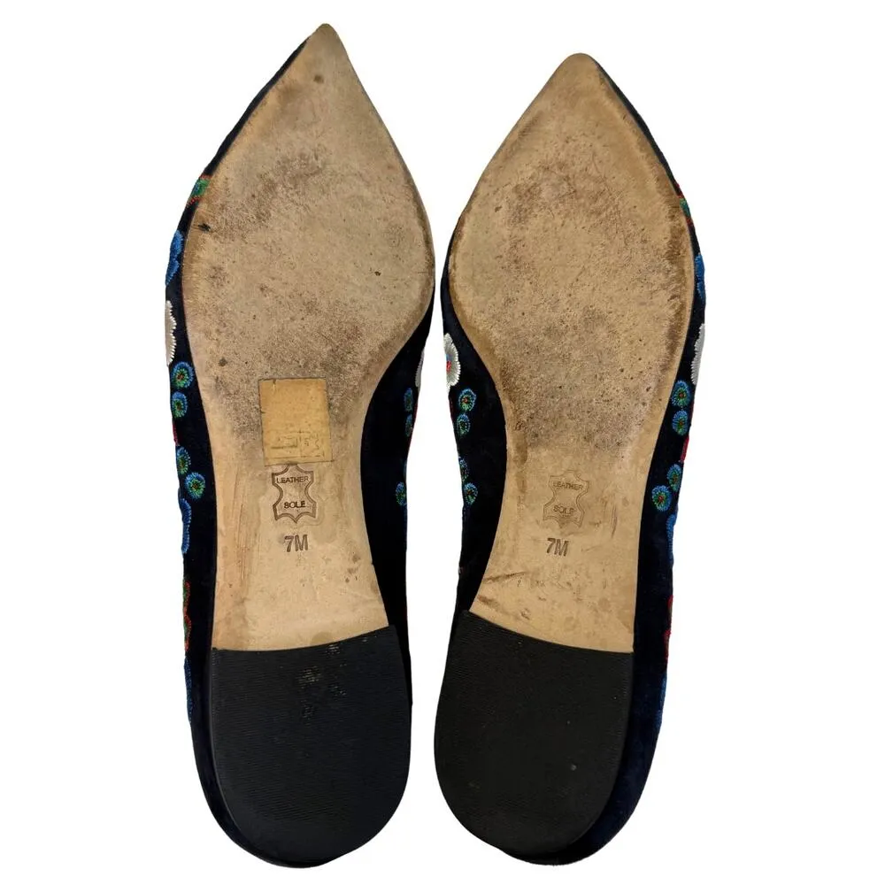 Tory Burch Rosemont Pansy Floral Suede Leather Embroidered Ballet Flats Size 7 - Image 12