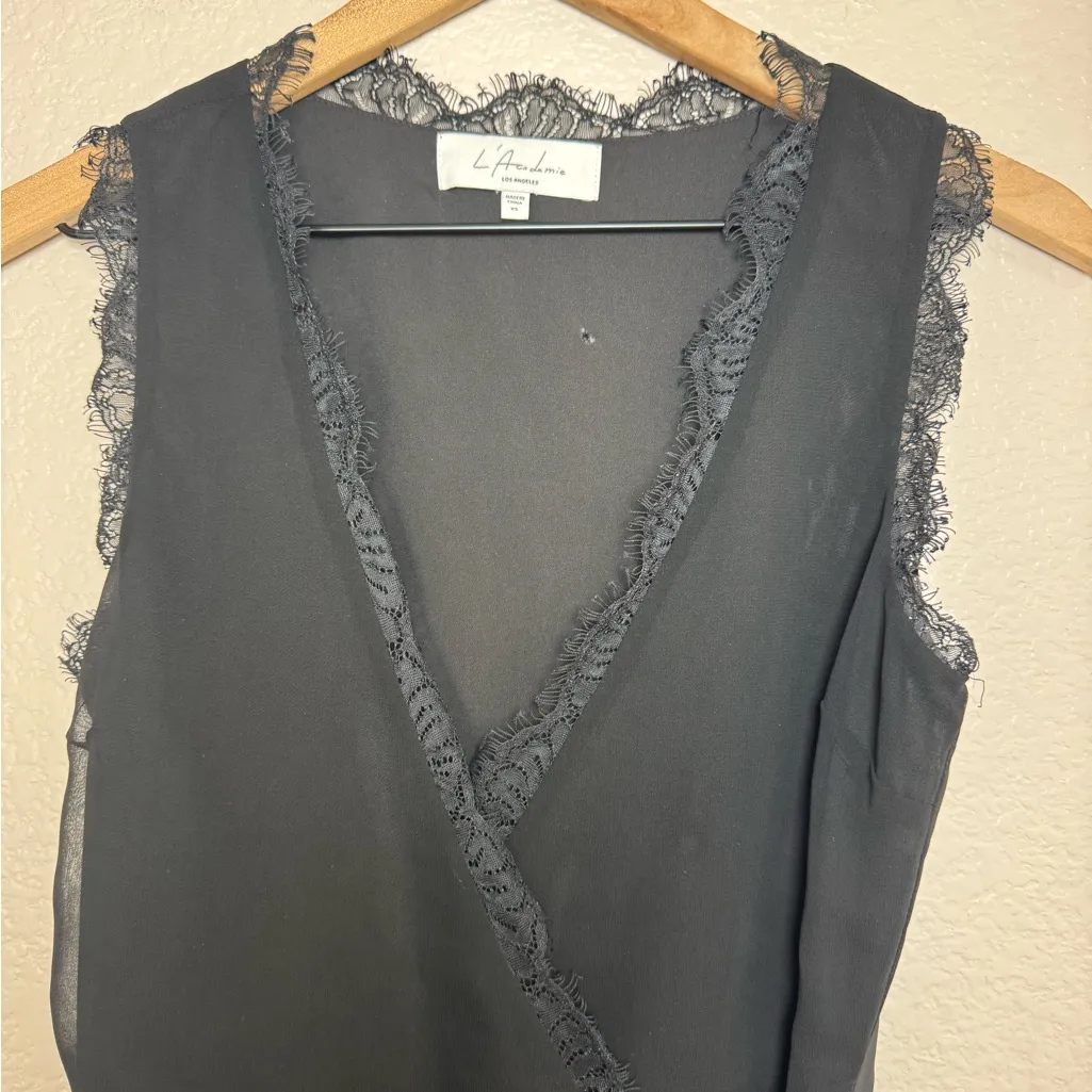 L’Academie Jade Wrap Lace Edge Mini Black Dress Revolve size XS $200 - Image 6