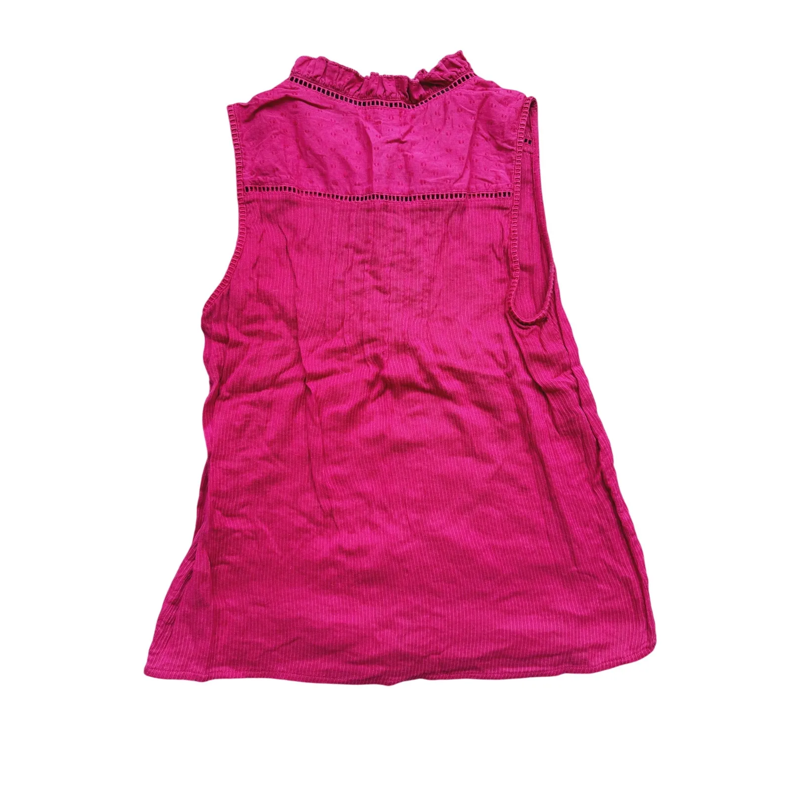 Faherty Willa Sleeveless Tank Top Button up XS Ruffle Collar Pink Boho Fall Soft - Image 5