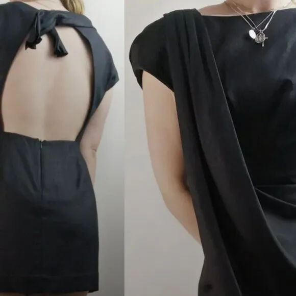 BCBG BCBGMaxazria Runway Collection Draped Open Back Backless Sheath Dress Black Size 10 - Image 2