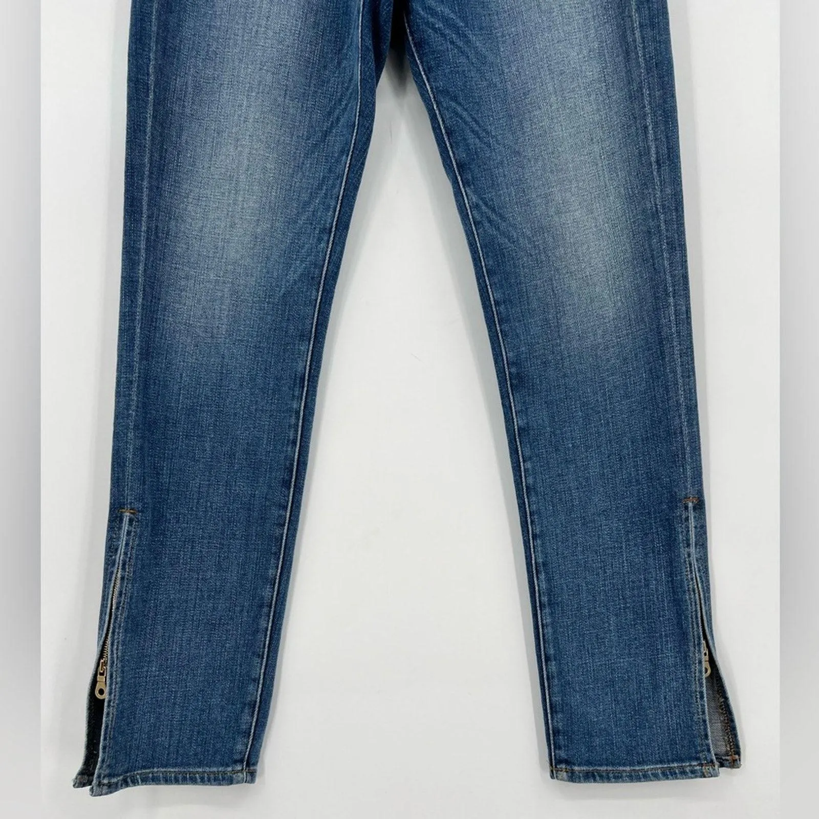 FRAME Le Boy Zip Hem Crop Jeans Ankle Picadilly Distressed Stretch Blue Size 26 - Image 10
