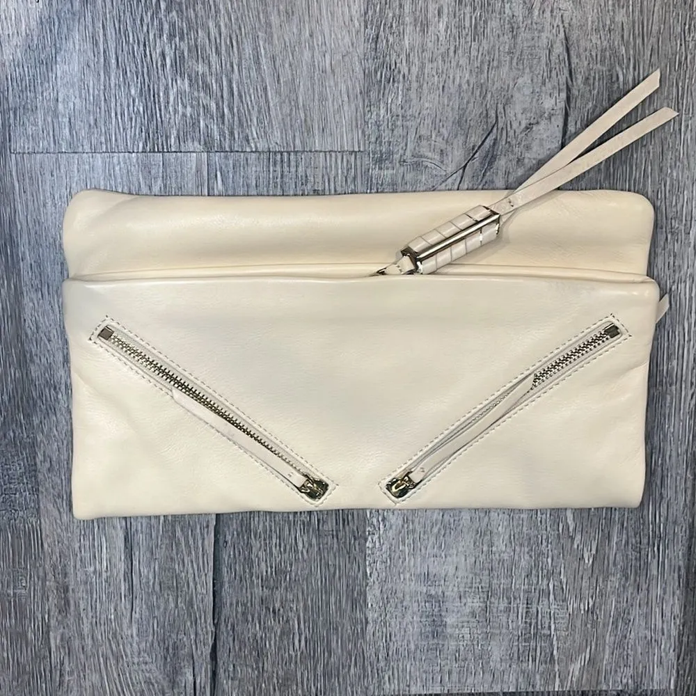 Stella & Dot COVET Waverly leather clutch to crossbody ivory gold purse ($299) - Image 6