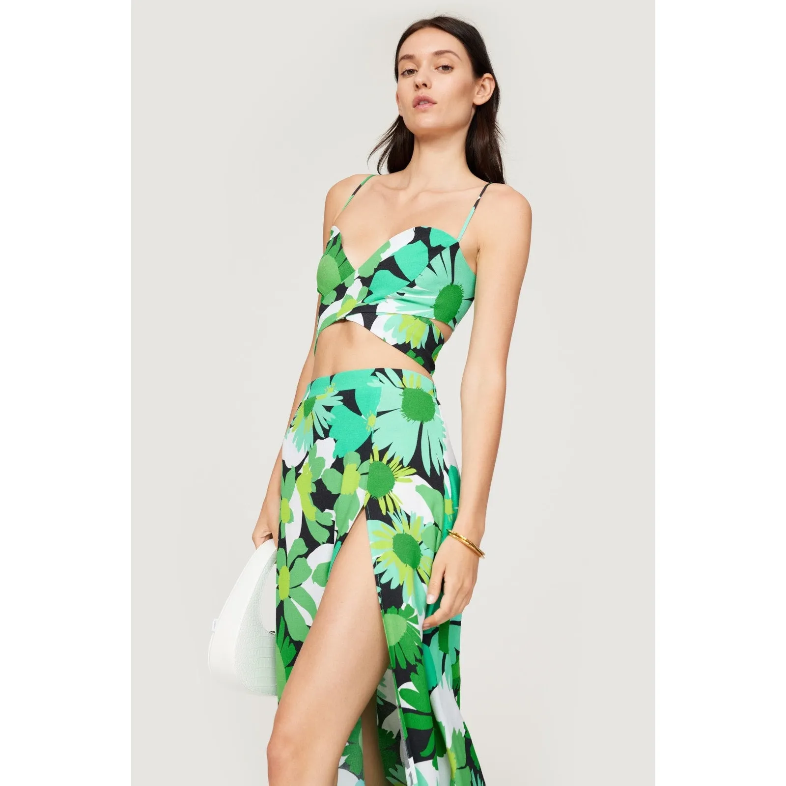 AFRM Electric Green Floral Print 70s Psychedelic High Waist A - Image 3