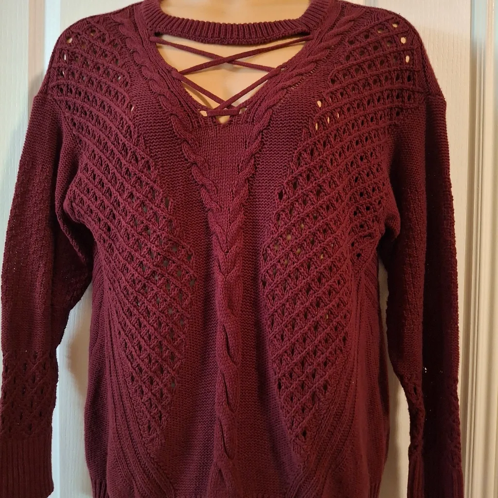 Maurices XL Women's Burgundy Knit Sweater - Image 5