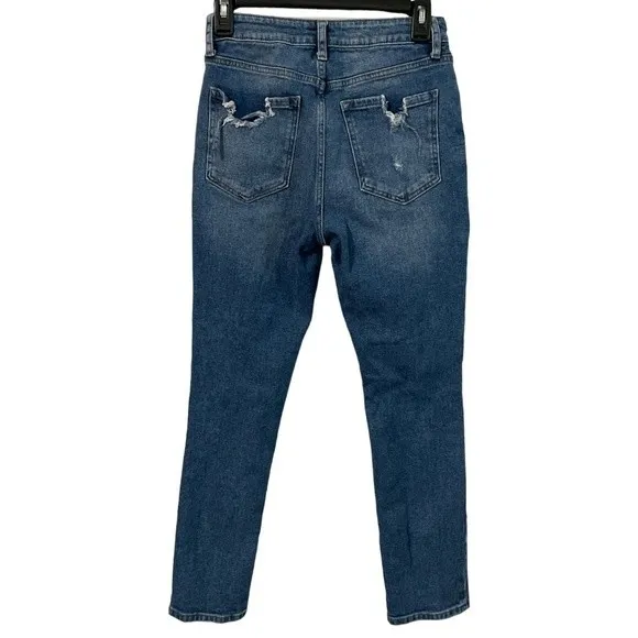 JBD JUST BLACK DENIUM High Rise Destroyed Straight in Blue Medium Size 26 - Image 2