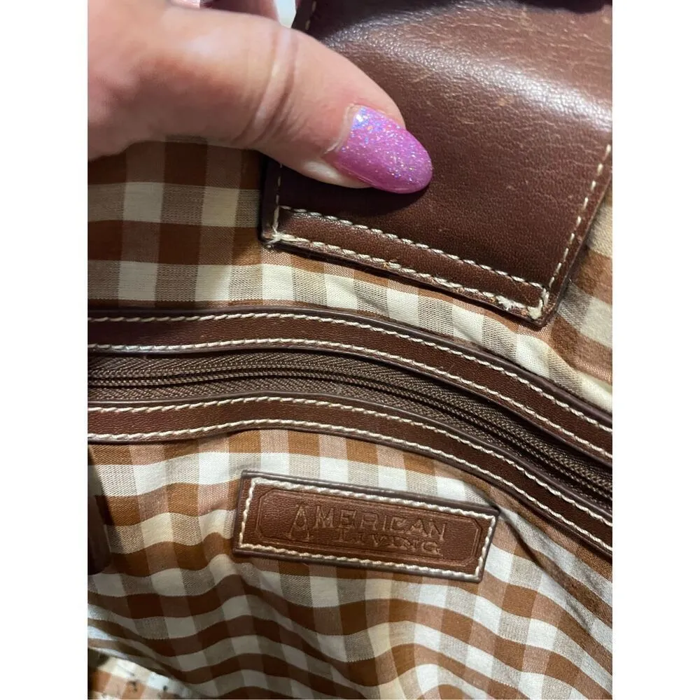 American Living Straw and Leather Lined Handbag - Image 6