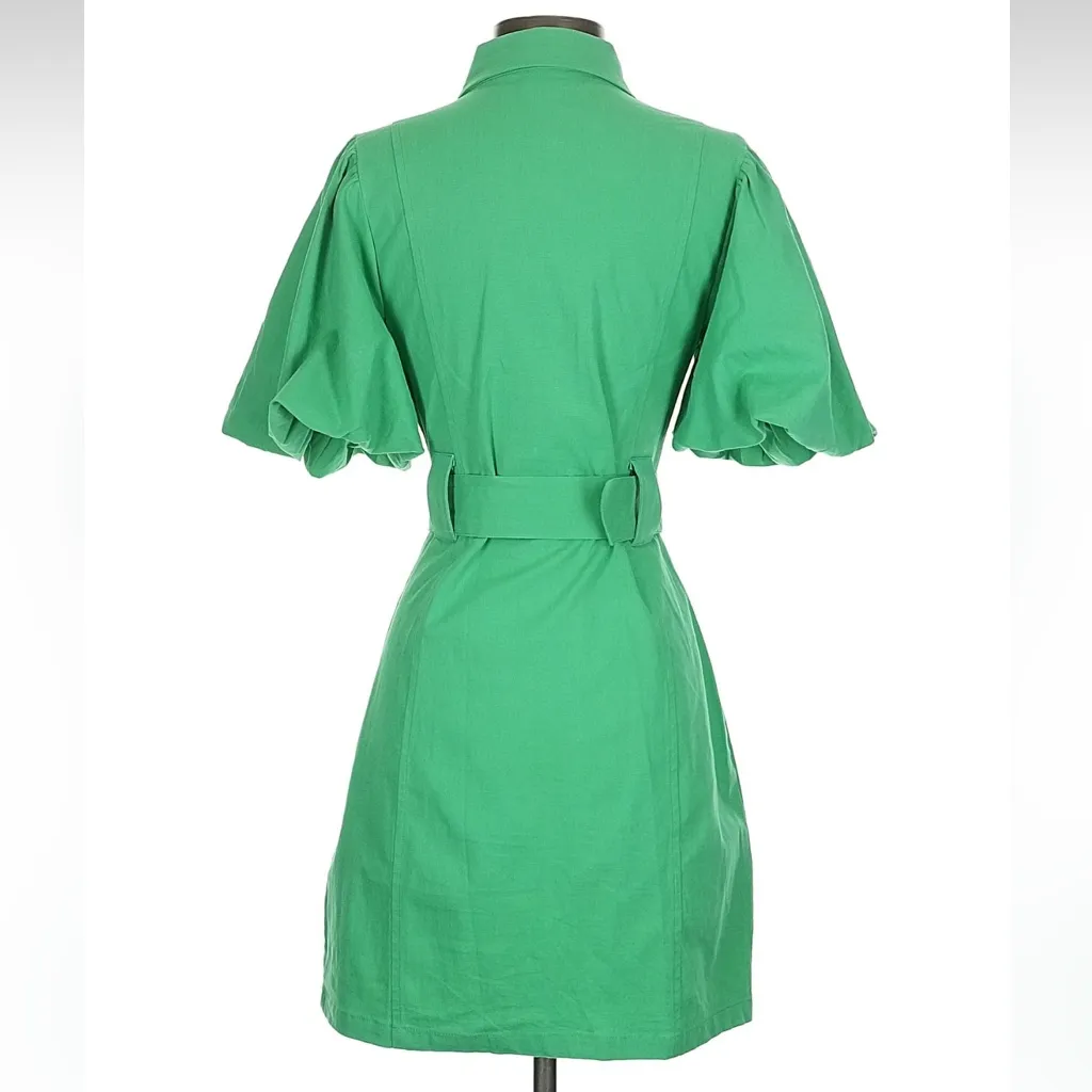 Entro Green Button Down Mini Dress Size Small - Image 2