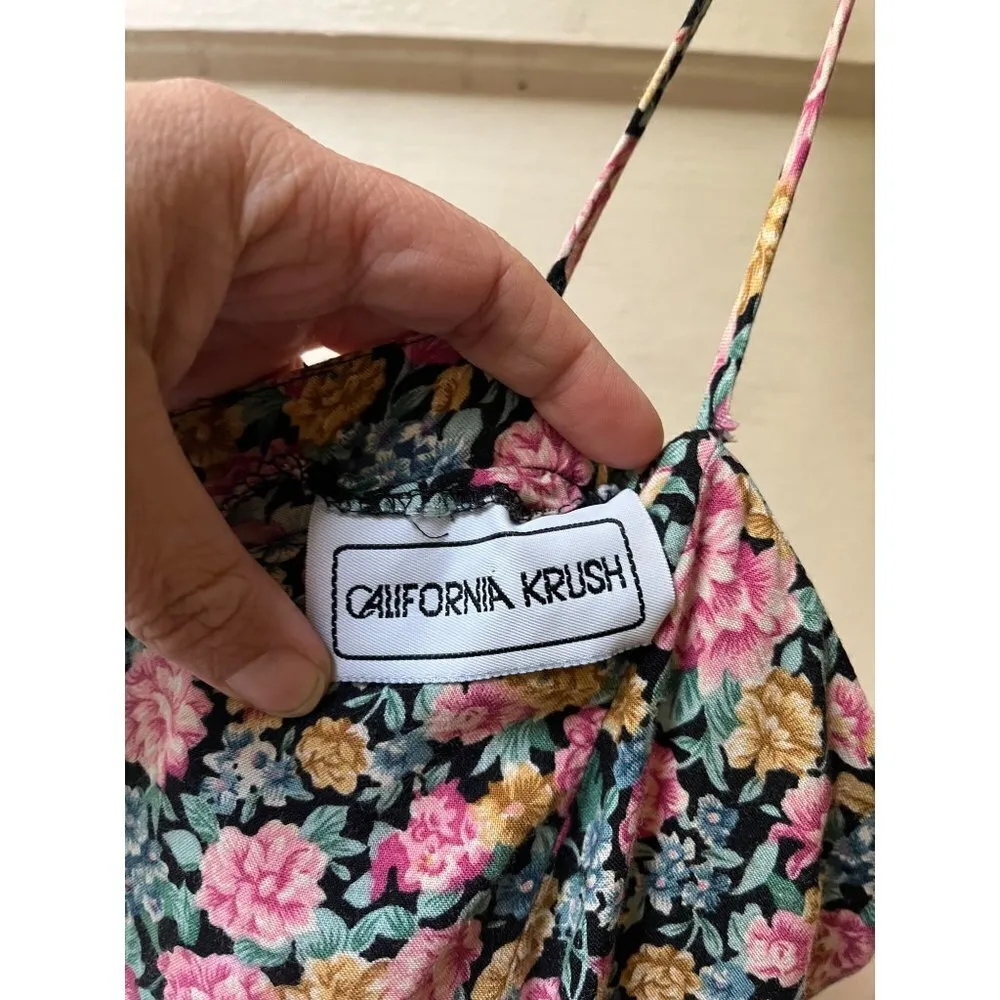 Vintage California krush strappy garden floral sweetheart mini dress size small Pink - Image 4