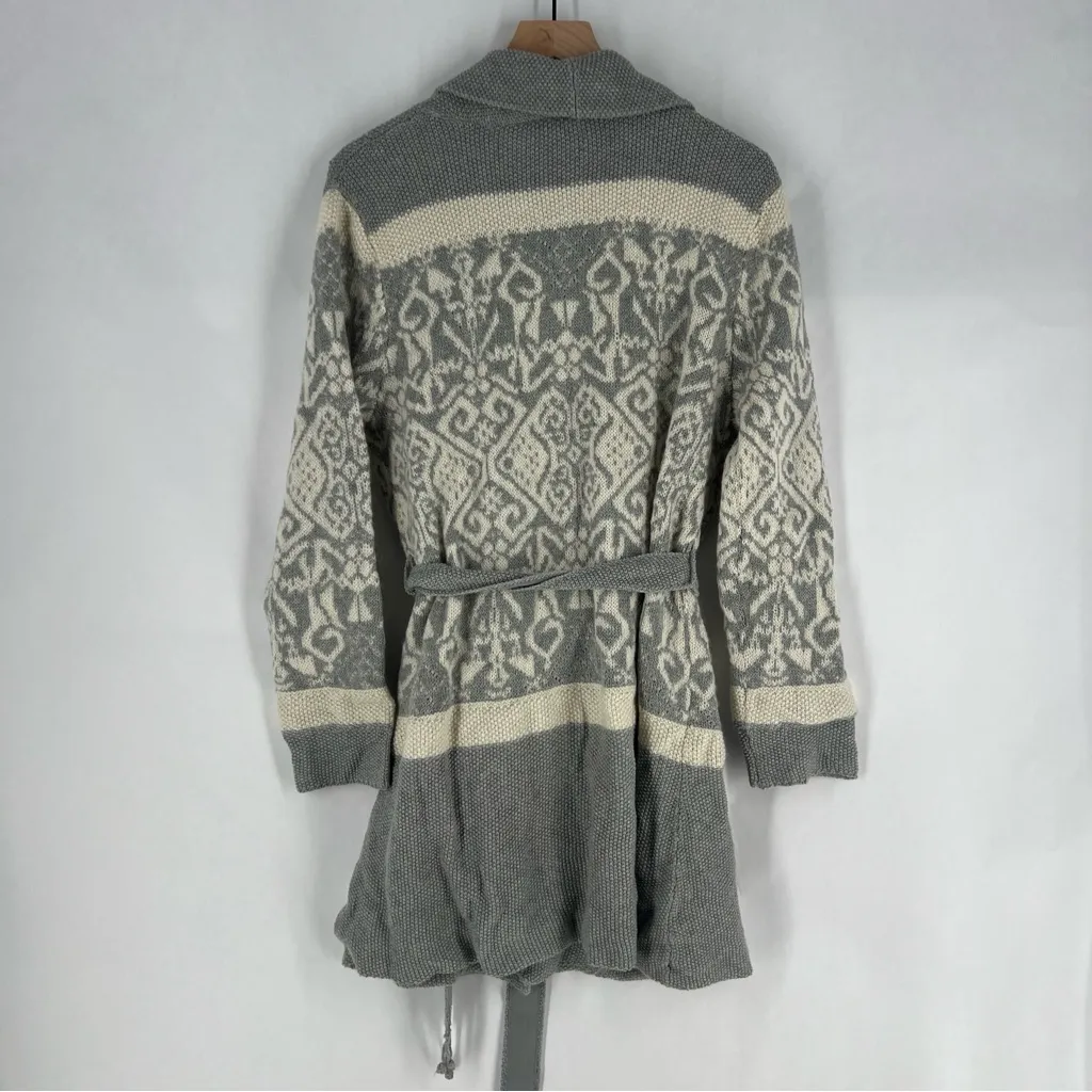 Anthropologie E by Eloise Fair Isle Belted Mohair Wool Blend Longline Cardigan S - Image 11