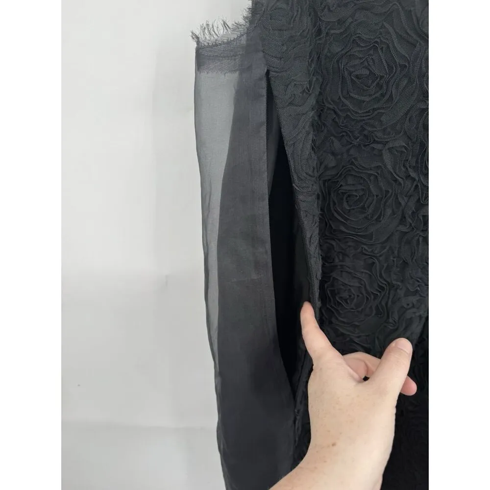J. Crew Silk Tulle Rose‎ Shift Mini Dress Gray Black Size 4 Sleeveless Women - Image 6