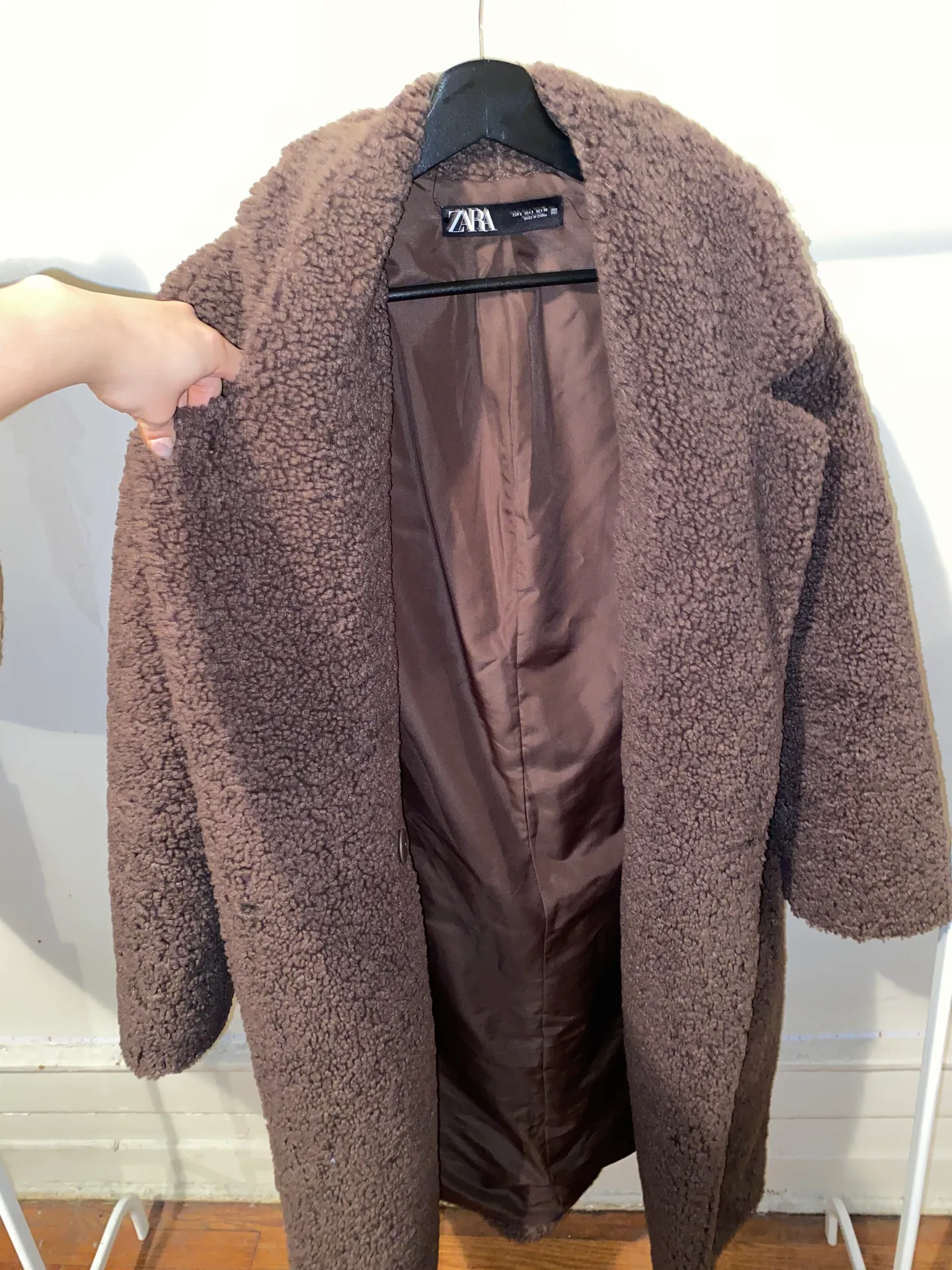 Long Brown Teddy Coat - Image 4