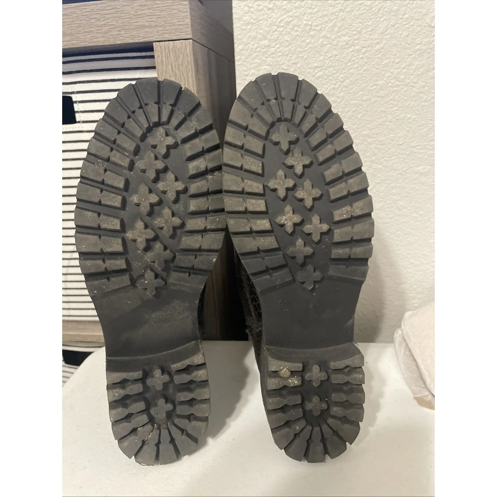 Very G Combat Moto Boots Womens Size 9.5 Black Studded Lace Up Zip - Image 12