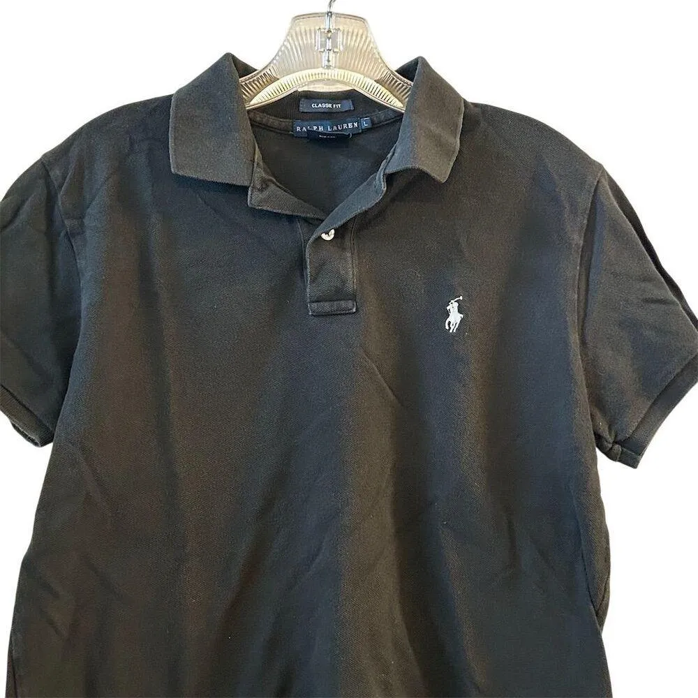 Ralph Lauren Women’s  Classic Fit Polo Shirt Black Size L Short Sleeve - Image 6