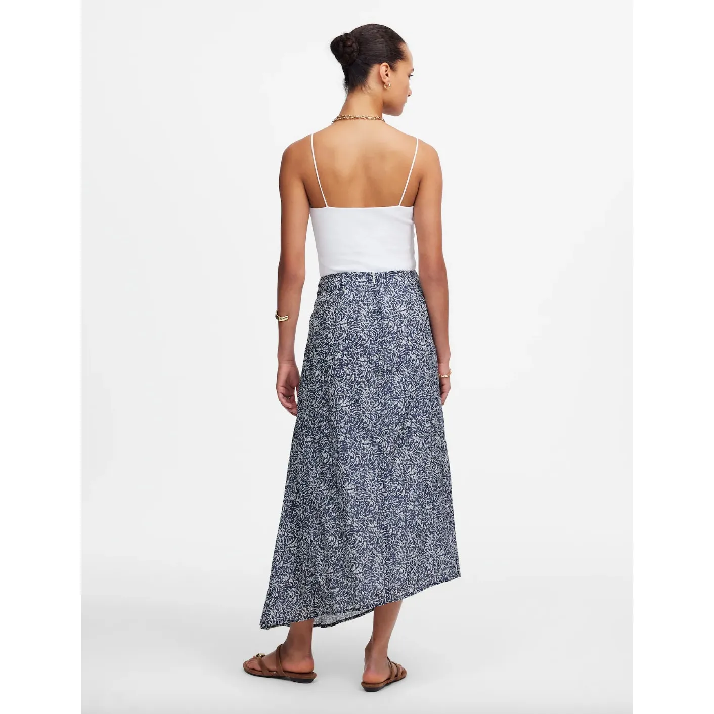 Madewell Ruched Asymmetric Midi Skirt Viscose Cotton Night Indigo US 2 NWT - Image 3