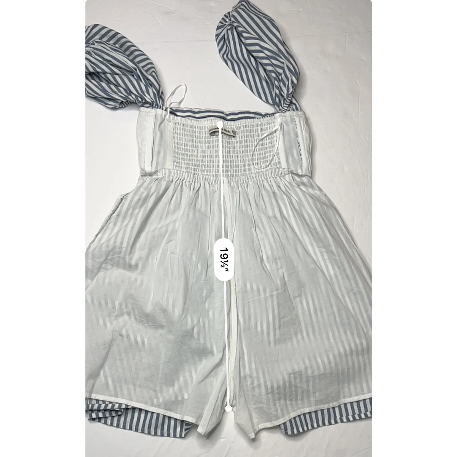 Abercrombie & Fitch White Blue Striped Smocked Romper Top XXS Cottagecore Preppy - Image 9