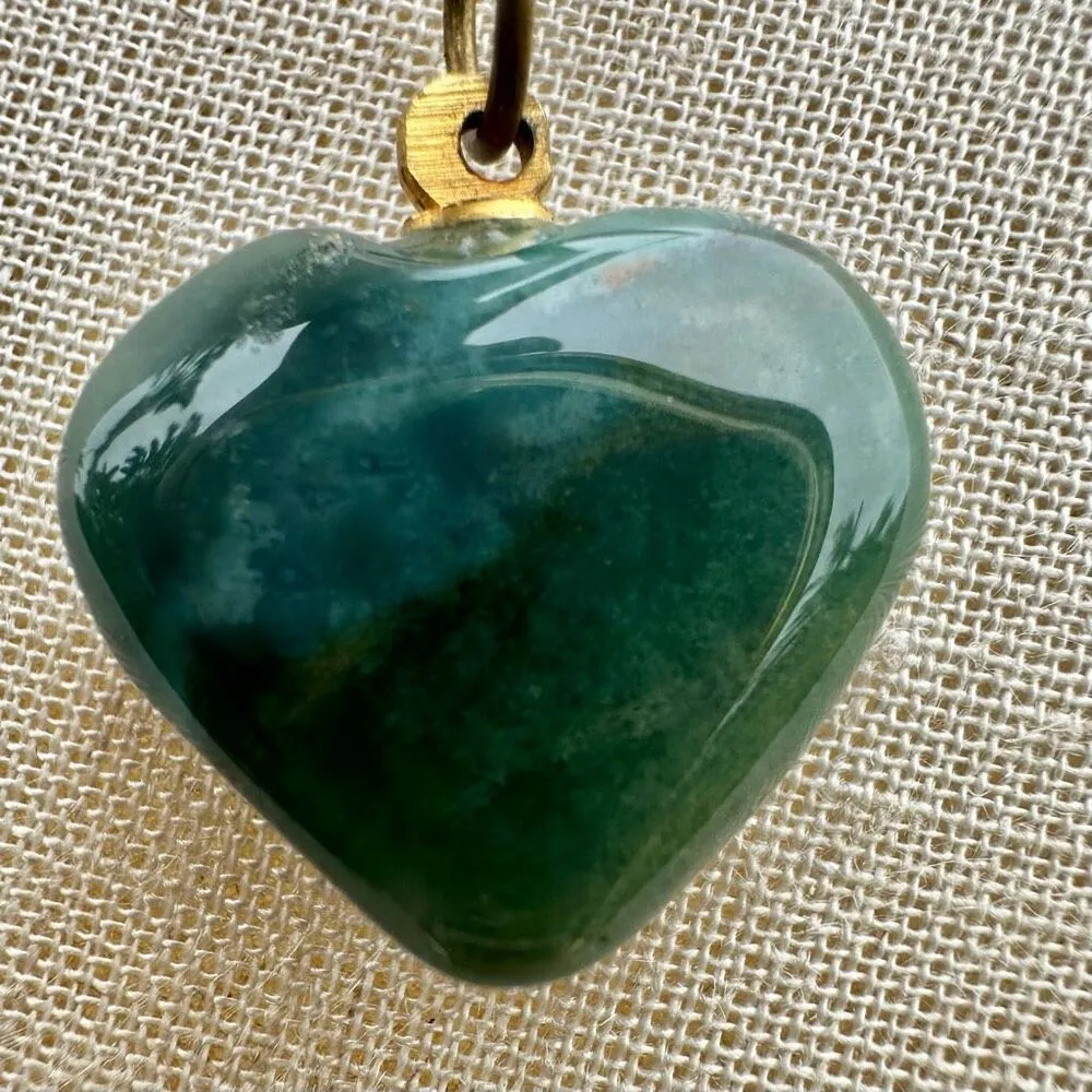 moss agate heart pendant necklace Green - Image 9