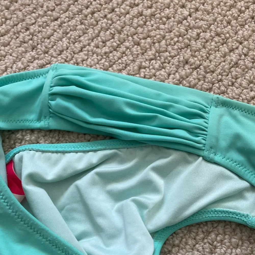 Victoria’s Secret Bikini Bottom Aqua Frilled Stretch Women’s Size Medium GUC - Image 7
