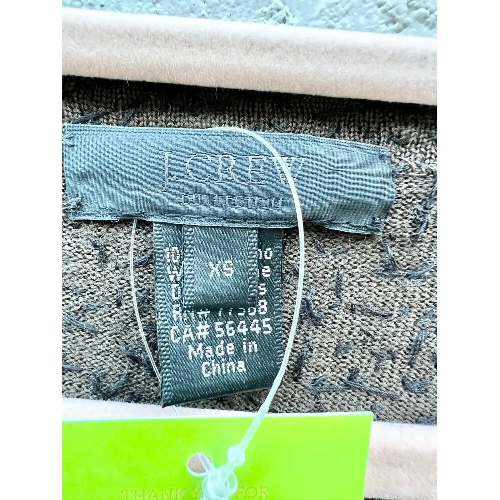 NWOT J.Crew Embellished Sequin 100% Merino Wool Top Blouse Brown Women's Size XS - Image 4