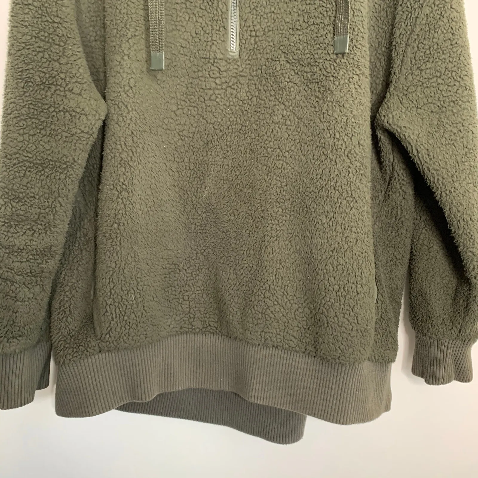 Athleta  Talus Olive Green Sherpa 1/2 Zip Pullover Jacket Womens Large - Image 12