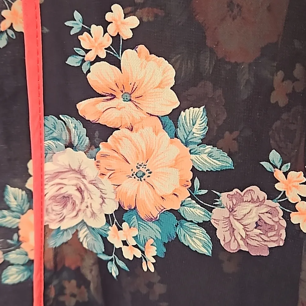 Blvd 💕💕 Kimono Top ~ Semi Sheer Floral Print Small/Medium S/M NWOT - Image 5