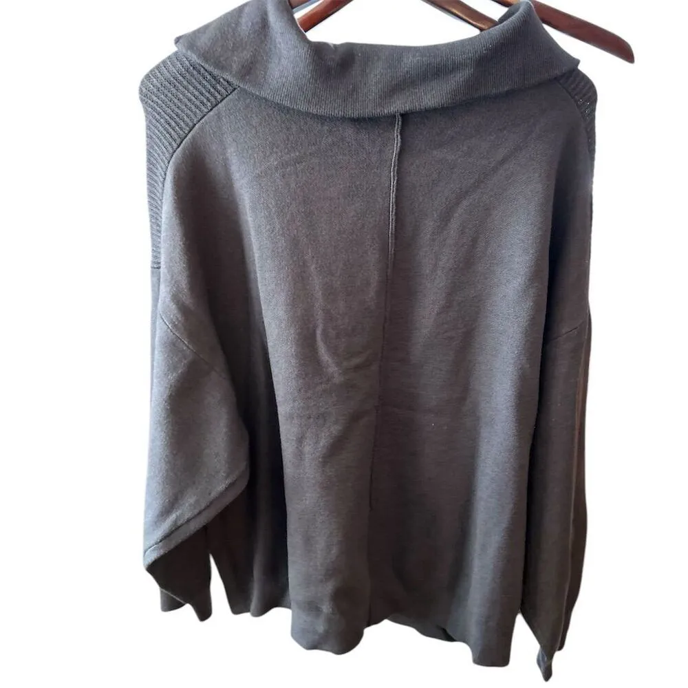 Tahari Women's Gray Half-Zip Ribbed Sweater Size M Casual Chic - Image 3