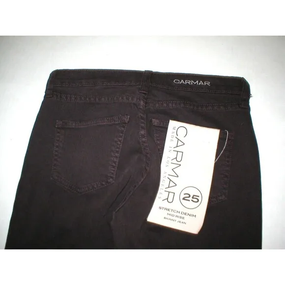 New NWT $216 Designer Carmar Skinny Destroyed Knee Brown Jeans Womens 25 USA - Image 2