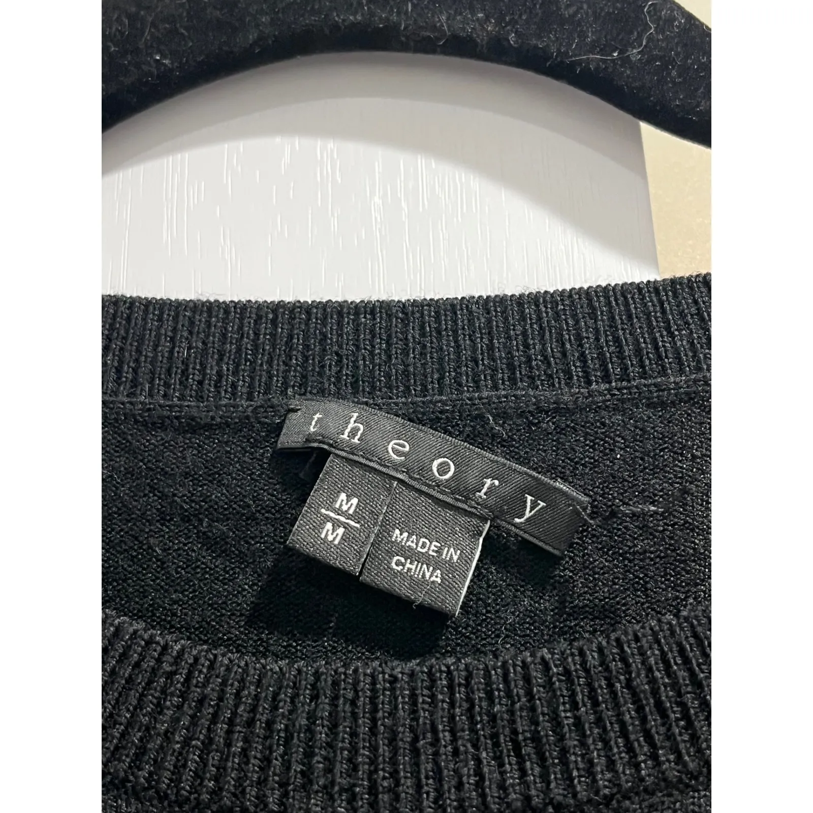 Theory Black wool blend Knit Sweater Dress Long Sleeve Crew Neck Size M - Image 2