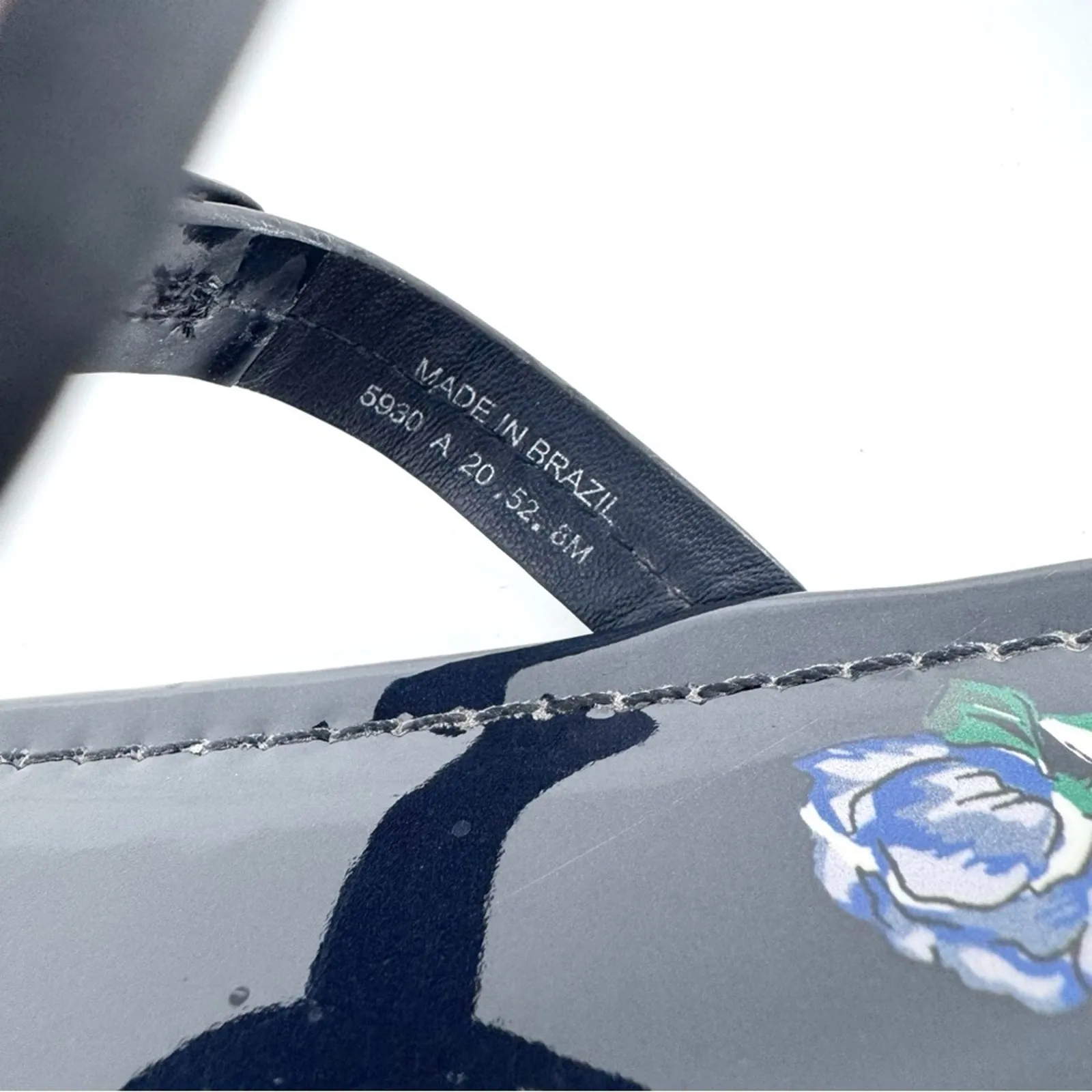 Tory Burch Miller Navy Floral Patent Leather Sandals Size 8 – Tea Rose Print - Image 8