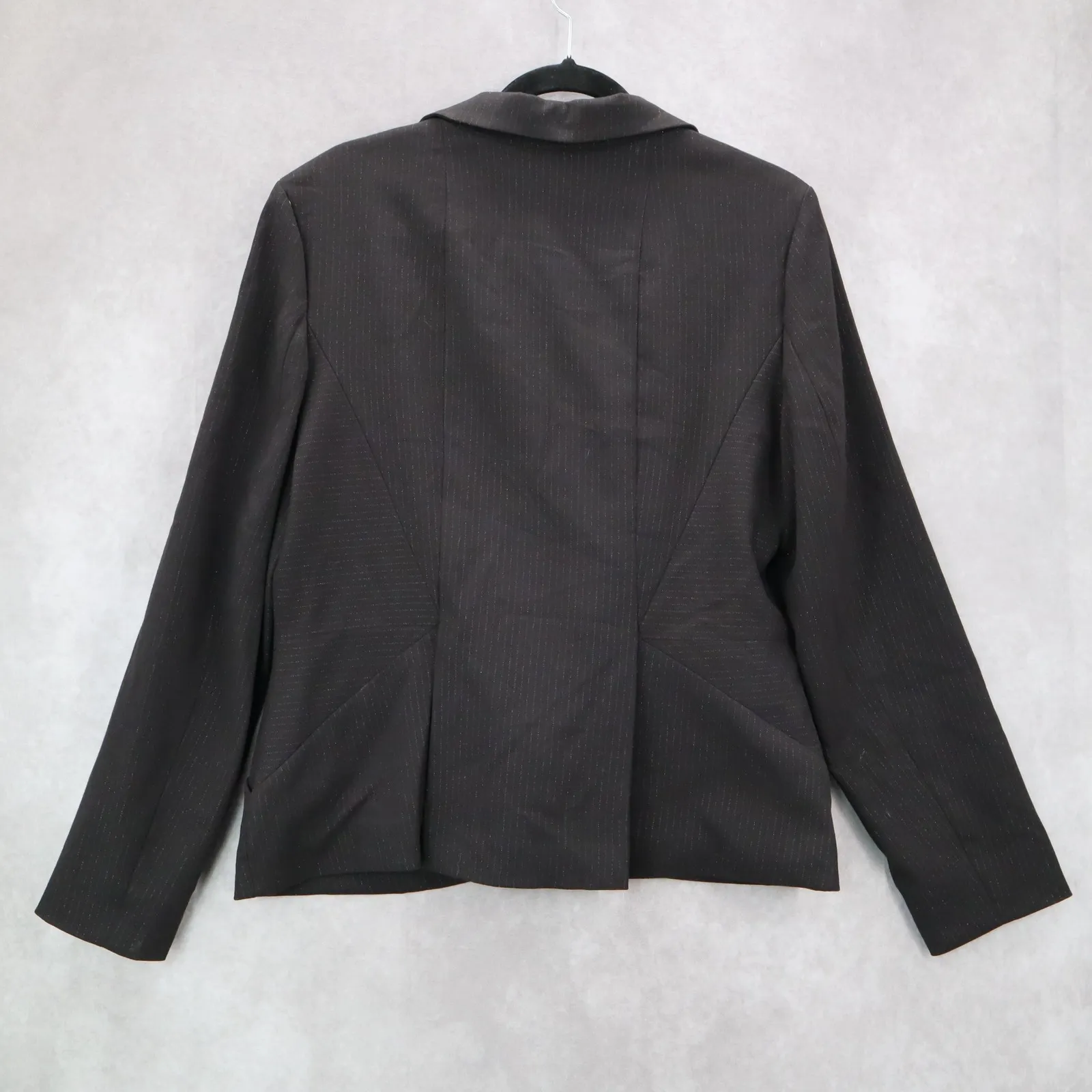 Mark Eisen George Black Blazers Jackets Coats Business Notched‎ Stripes Large 12 - Image 2