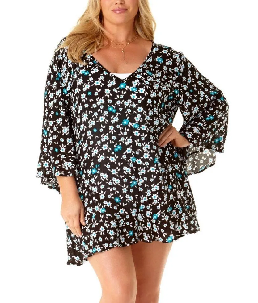 New ANNE COLE V-Neck Ruffle Trim Sleeves Swimsuit Cover Up, 18W\20W New w/Tag - Image 6