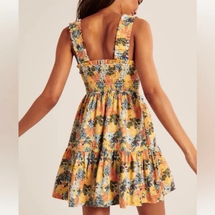 Abercrombie Smocked Floral Mini Dress Size XS - Image 2