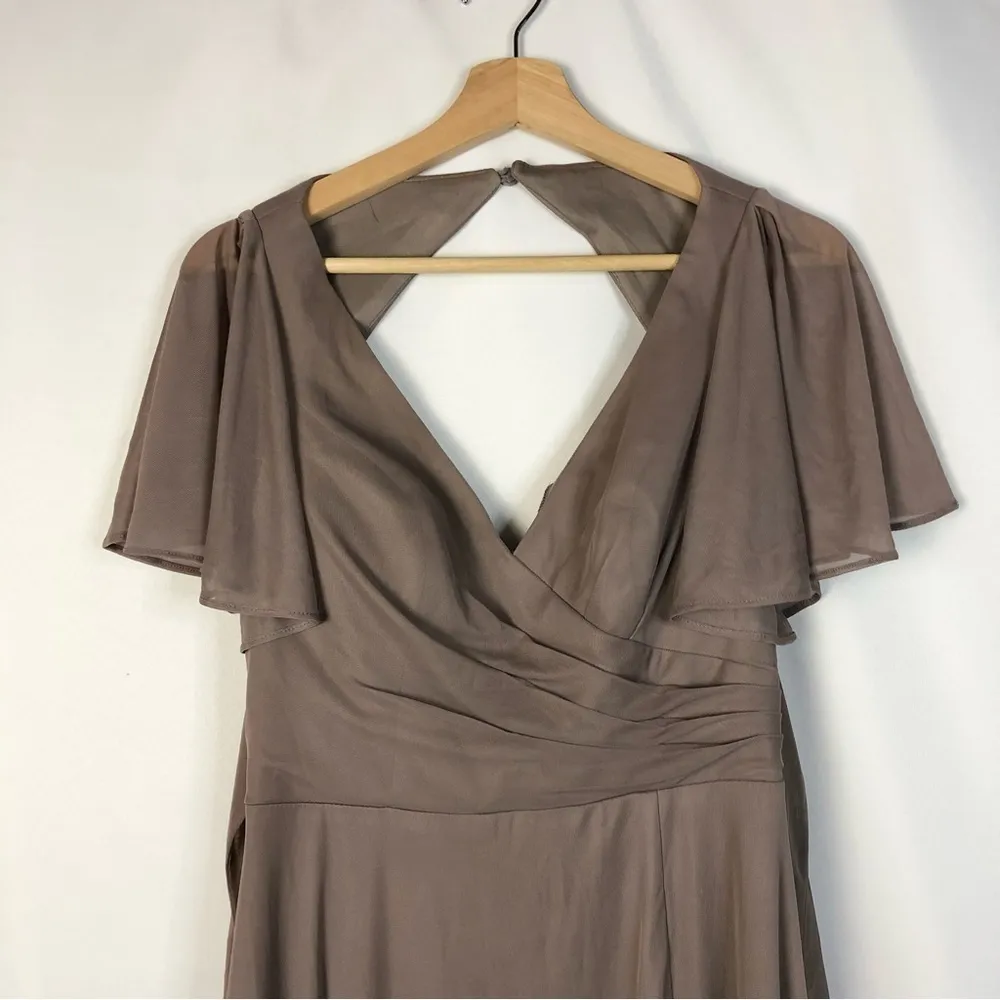 Azazie Dusk Gray Purple Short Sleeve A-Line Maxi Formal Bridesmaids Dress 10 - Image 3