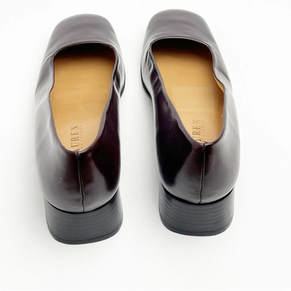 Ralph Lauren LAUREN  Brown Leather Square Toe Loafers, Size 8.5AA - Image 5