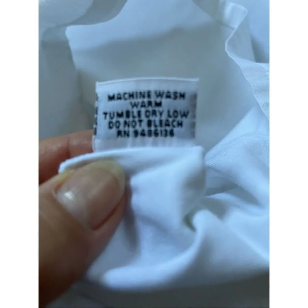 Bryn Walker Blouse Womens Oversized White Button Down Long Sleeve Designer Cotto - Image 8