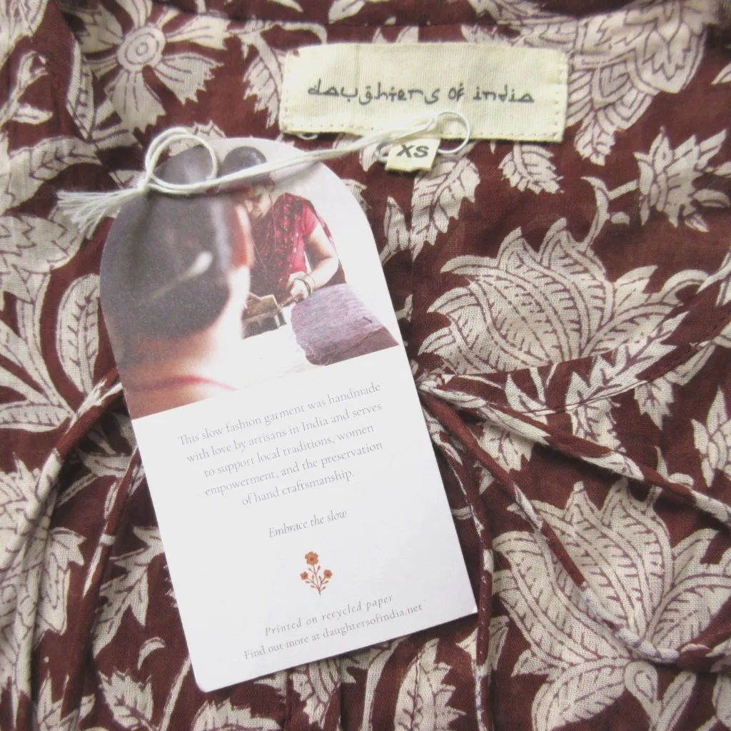 NWT Daughter's of India Kyra Mini in Wine Floral Cotton Blockprint Dress XS - Image 6