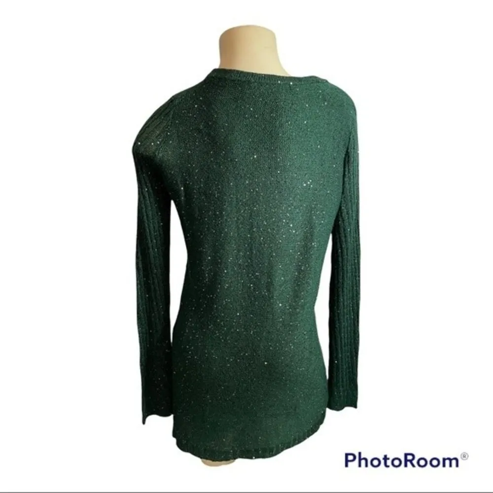 Apt. 9 Hunter Green Sweater w/ Sparkles Size L - Image 2