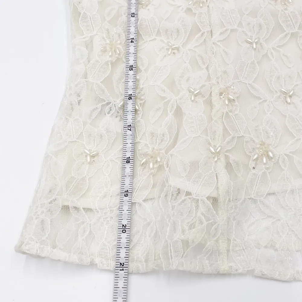 Marks & Spencer Women's White Lacey Beaded Sleeveless Bodice Tank Top UK Size 14 - Image 16