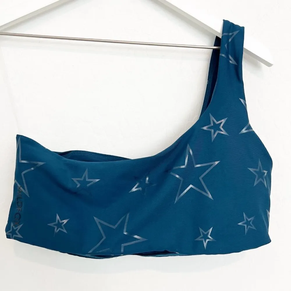 Wildfox‎ Sloane One Shoulder Star Athletic Sports Bra in Blue Size Large - Image 7