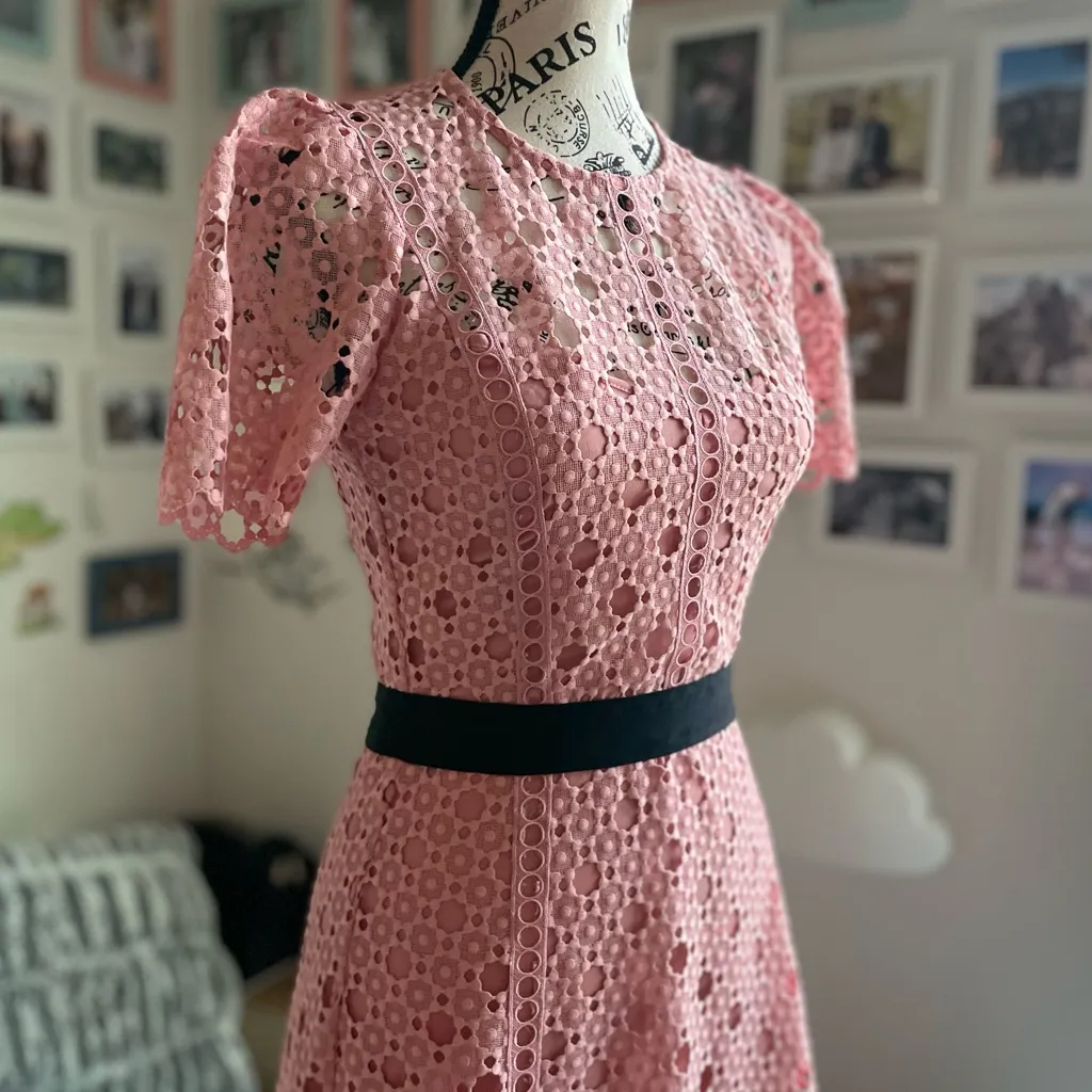 Sandro Paris Floral Lace Midi Dress - Image 3