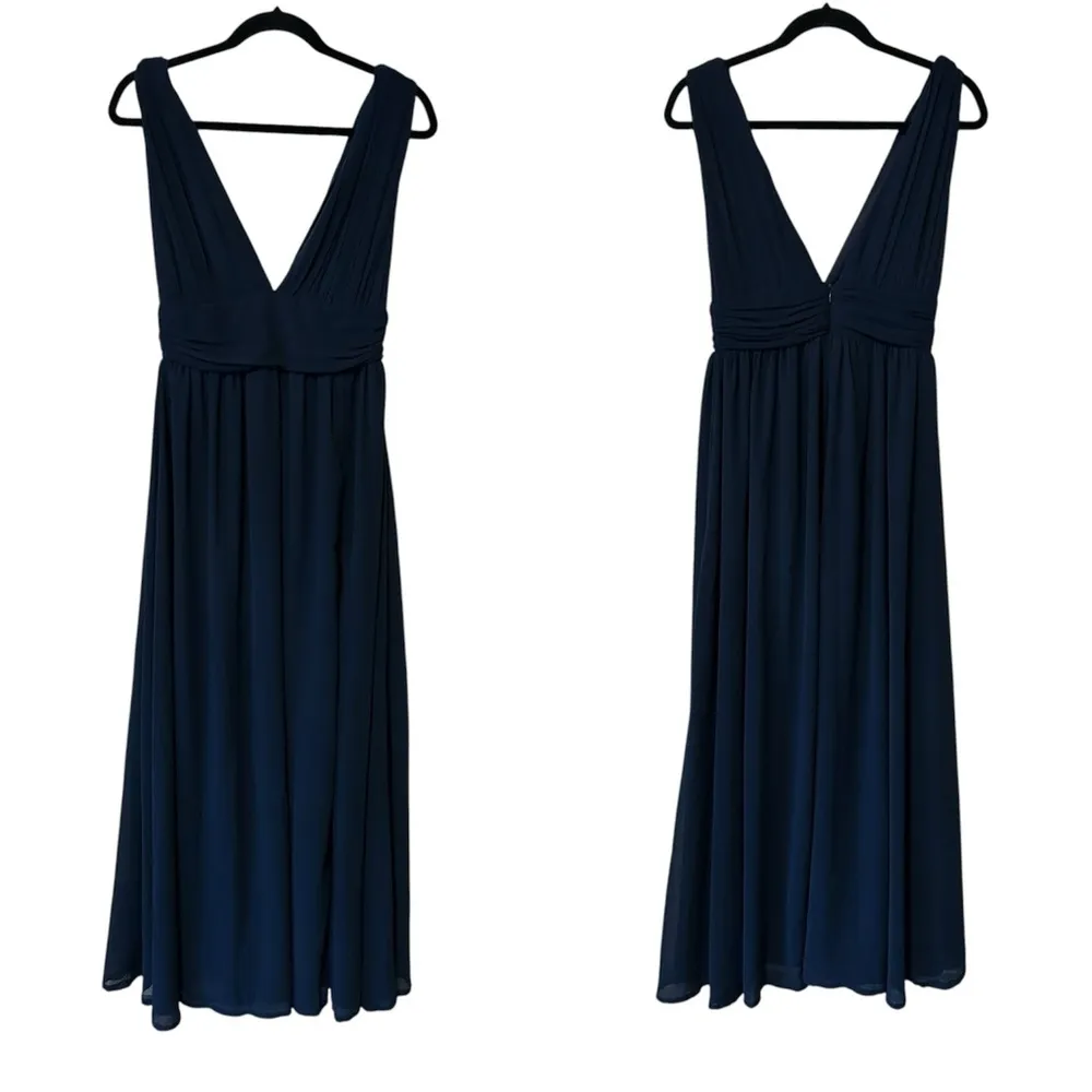 Lulu's Heavenly Hues Elegant Navy Blue Sleeveless Maxi Dress Slit Size Small - Image 5